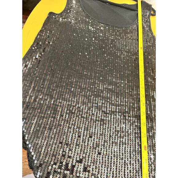 Gap Womens Sequin Top Blouse Sleeve Scoop Neck Stretch Retro Party Black Size L - Picture 8 of 8